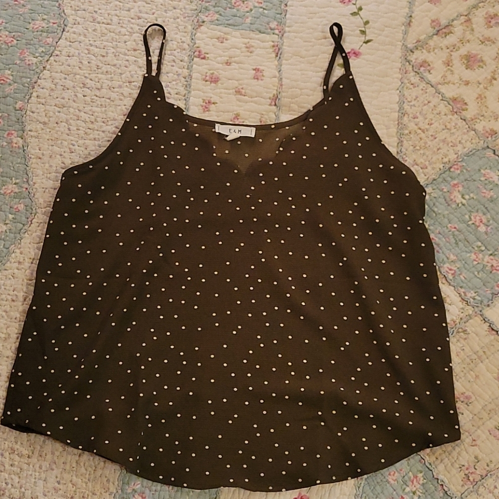 Green polka dot tank top blouse